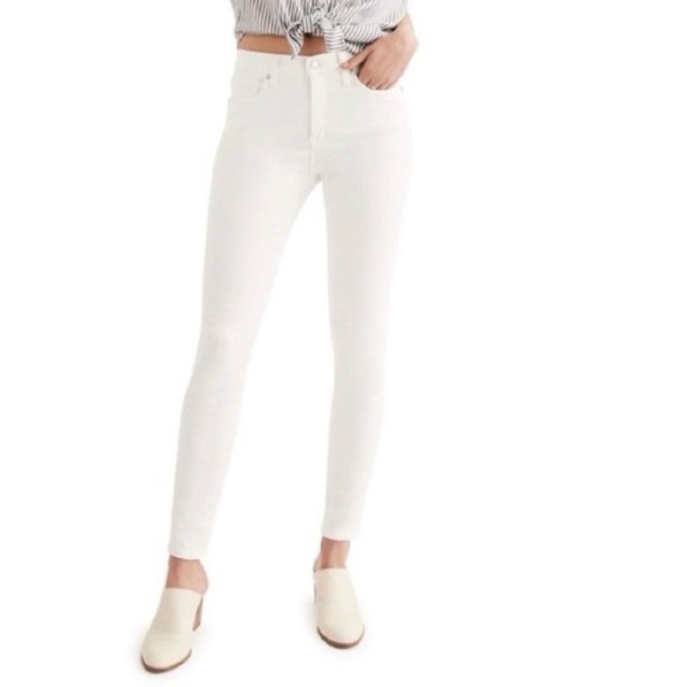 Madewell 9" High Riser Skinny Skinny White Distressed Jeans - sz 30